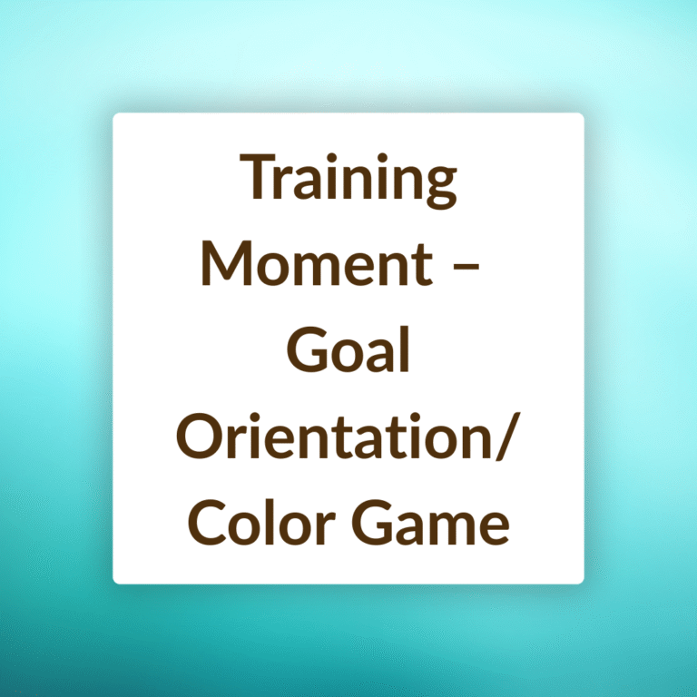 Training Moment – Goal Orientation/Color Game